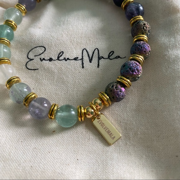 Evolve Mala Jewelry - Evolve Mala Fluorite & Lava Stone Bracelet